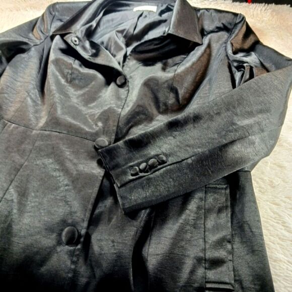 Worthington Structured Silky Duster. Black. Button Down. Lined Lightweight. XL. - Picture 12 of 13